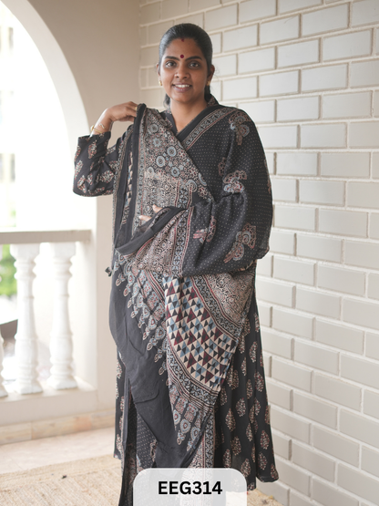 AJRAKH CHINON SAREE