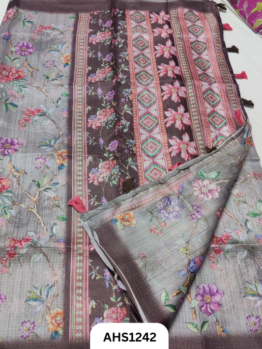 Soft Silk Kota Digital Print Saree With Blouse