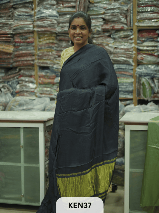 PLAIN MODAL SILK SAREE WITH LAGDI PATTA