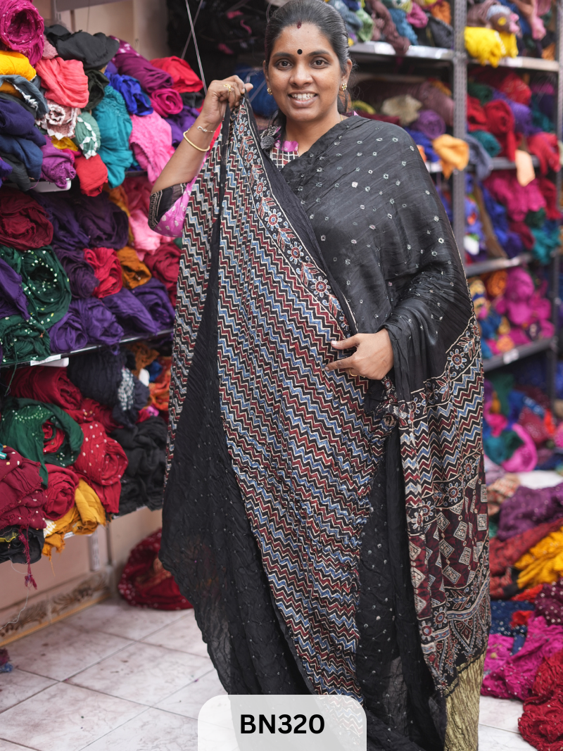 MODAL GAJI - AJRAKH BANDHINI SAREE