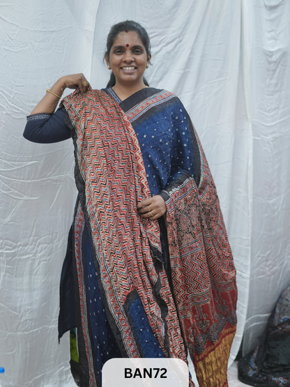 BANDHANI WITH AJRAKH SEMI GAJI SAREE