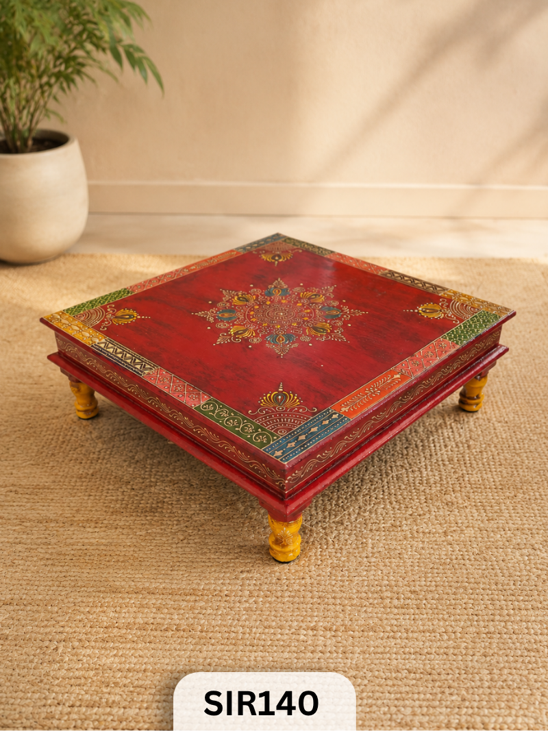 Jodhpur Wooden Pooja Stool | W:18 In H:6 In L:18 In