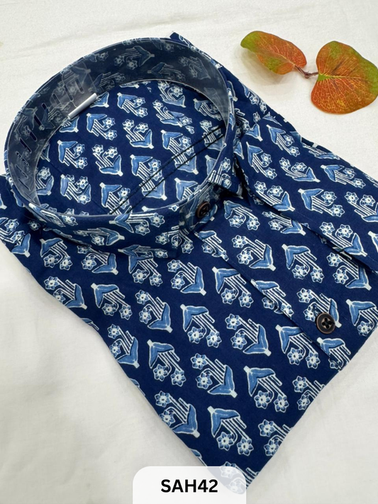 PRINTED MENS FULL SLEEVES SHIRTS WITH SINGLE POCKET