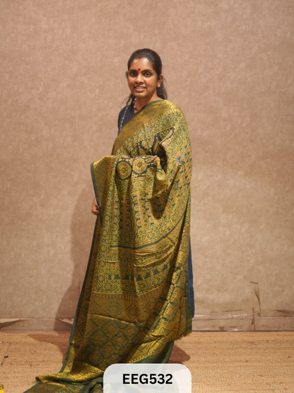 AJRAKH DOLA SILK SAREE