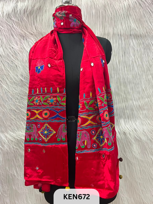 MUSHRU HAND AARI WORK WITH MIRROR WORK STOLE