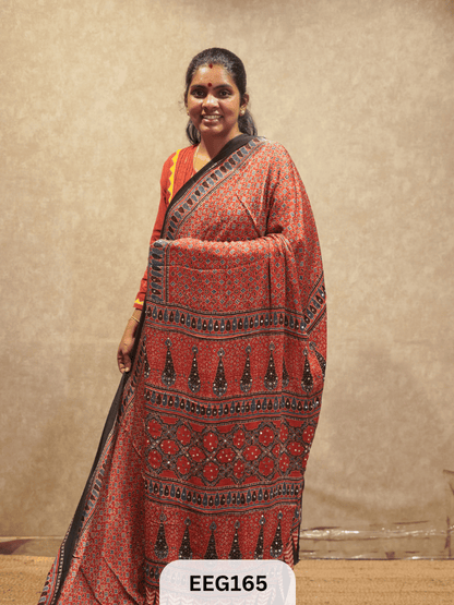 AJRAKH MODAL SAREE WITH MIRROR