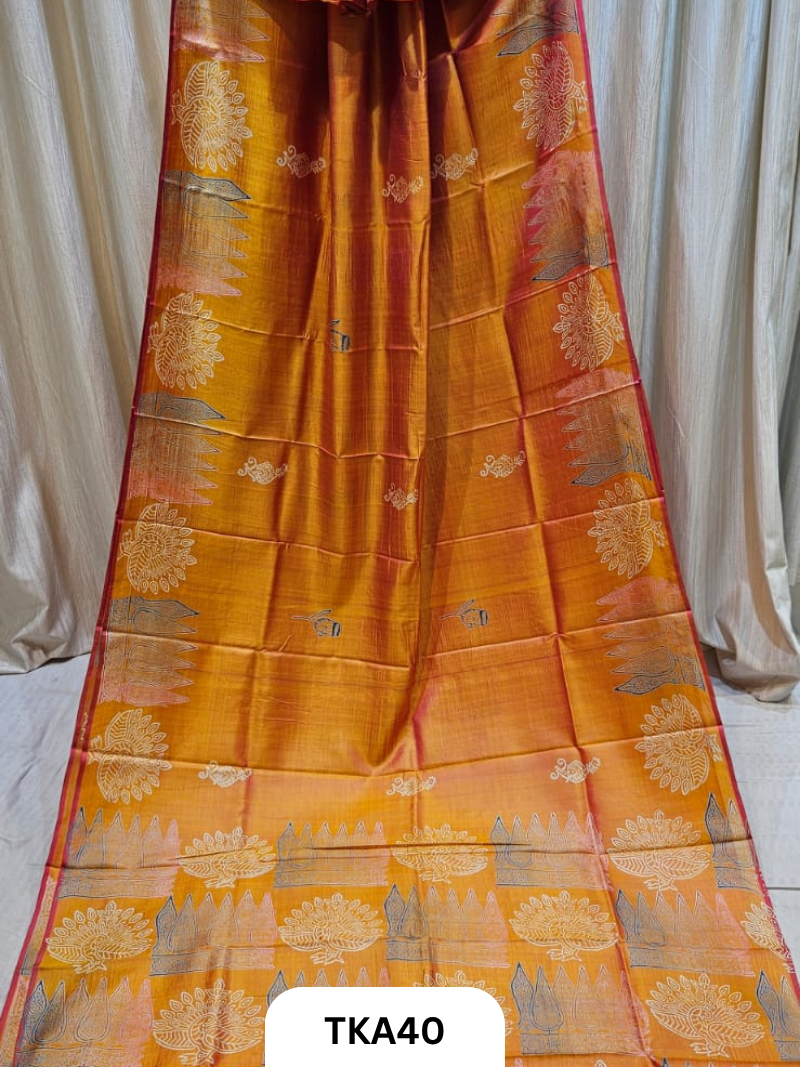 Pure Bishnupuri Silk Dual Shade Handblock