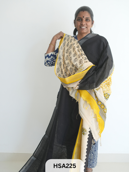 LENIN COTTON HANDBLOCK PRINTED SAREE