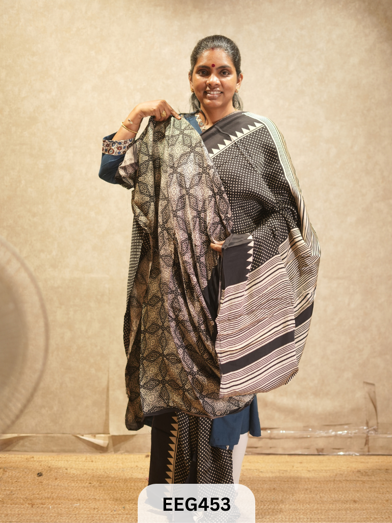 AJRAKH MODAL SAREE- RETRO