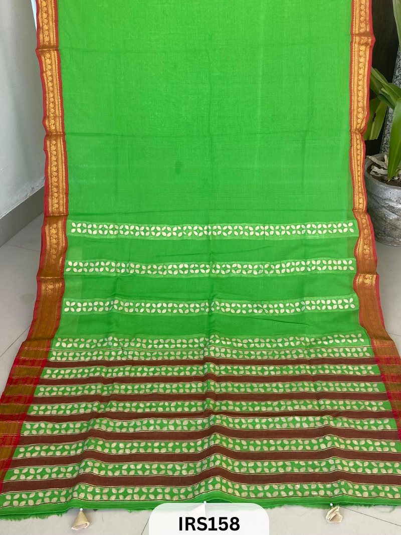 MANGALGIRI HANDLOOM WITH BARMER APPLIQUE WORK SAREE