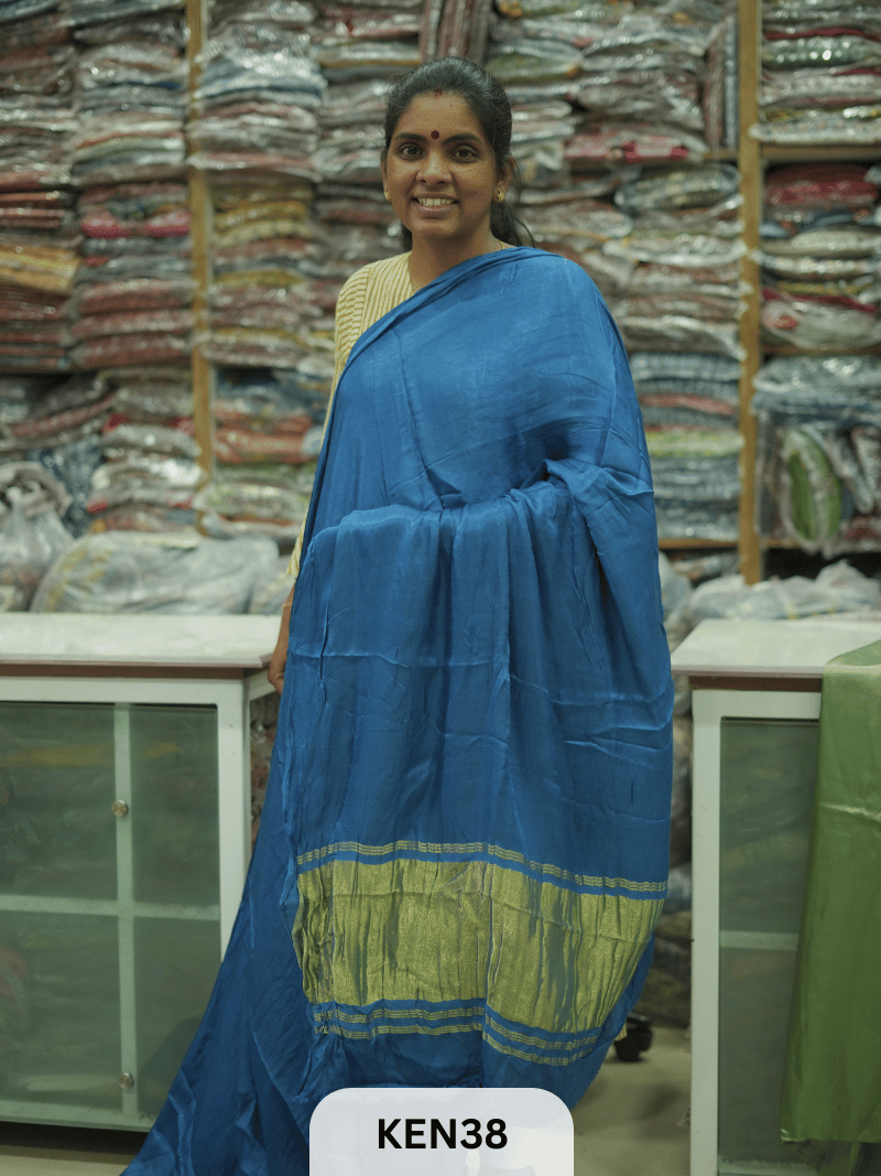 PLAIN MODAL SILK SAREE WITH LAGDI PATTA