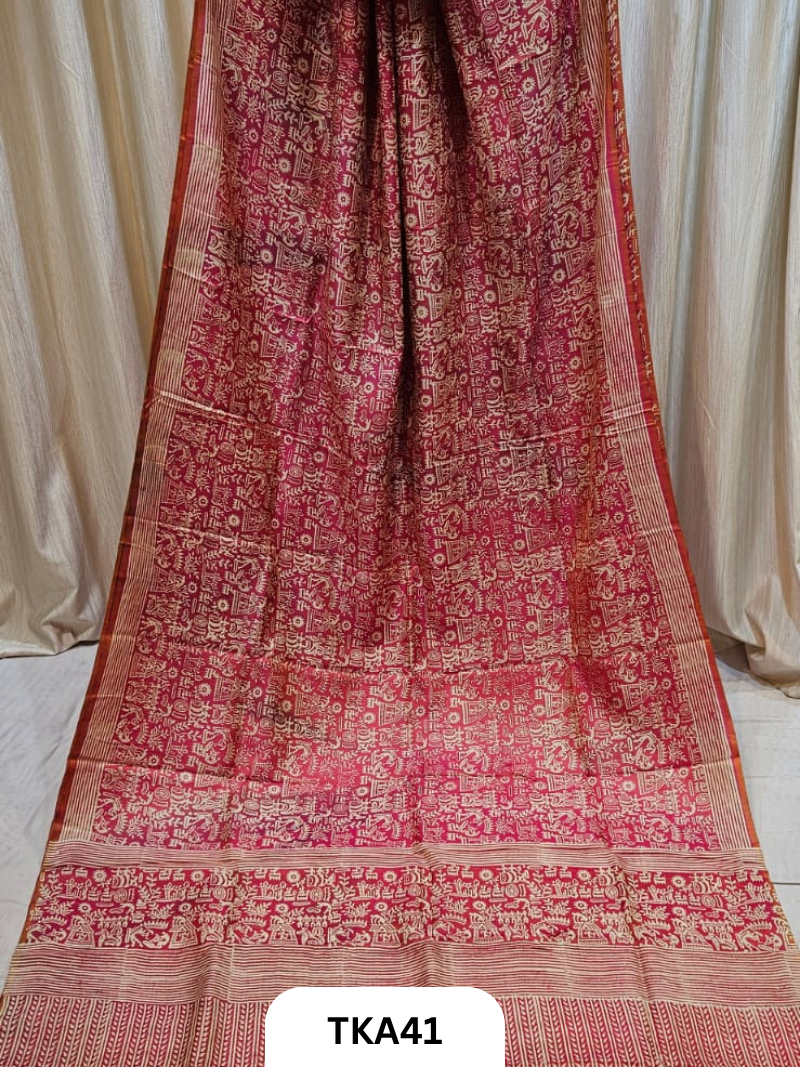 Pure Bishnupuri Silk Dual Shade Handblock