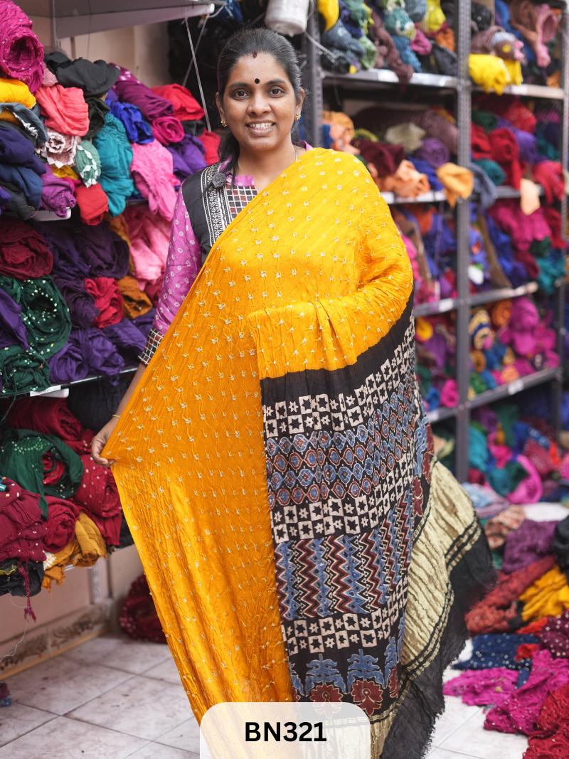 MODAL GAJI - AJRAKH BANDHINI SAREE