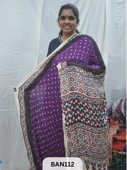 BANDHANI WITH AJRAKH SEMI GAJI SAREE