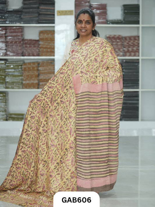 Nashpal & Pomegranate Peel Printed Modal Silk Sarees with blouse