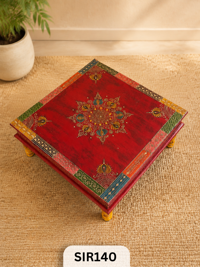 Jodhpur Wooden Pooja Stool | W:18 In H:6 In L:18 In