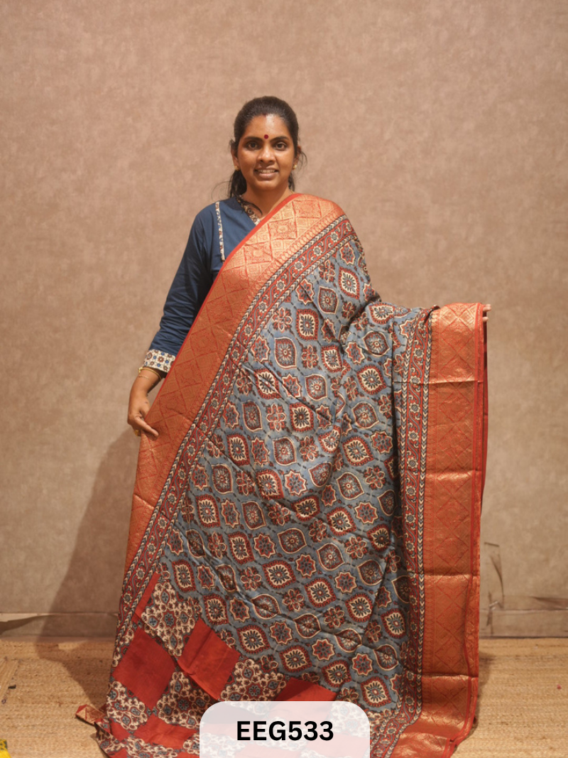 AJRAKH DOLA SILK SAREE