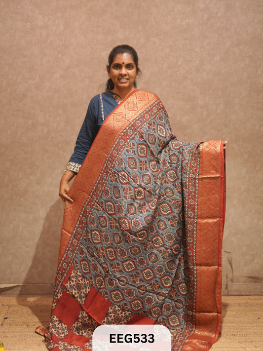 AJRAKH DOLA SILK SAREE
