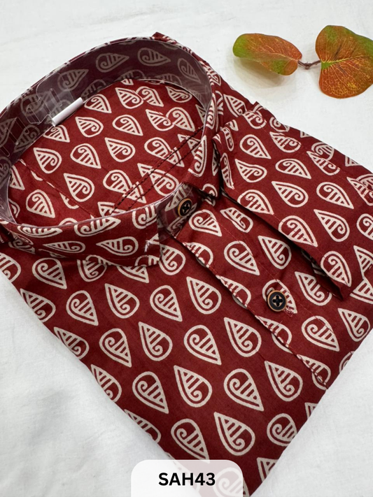 PRINTED MENS FULL SLEEVES SHIRTS WITH SINGLE POCKET