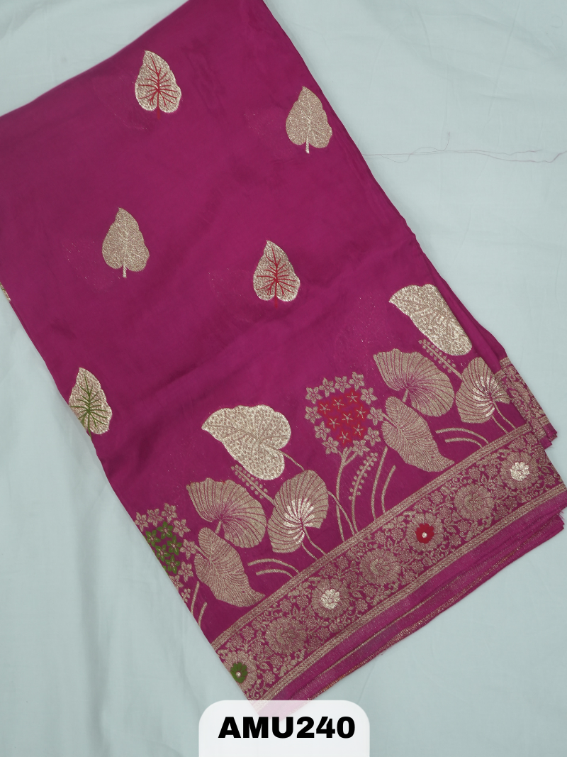 BANARAS RUSSIAN SILK SAREE WITH PRINTED