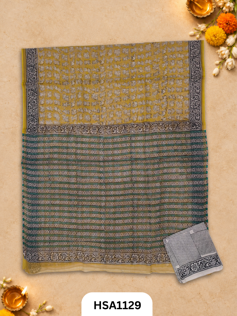 Hand Block Printed Traditional Designs & Multi Colour Combinations Kota Doria Sarees