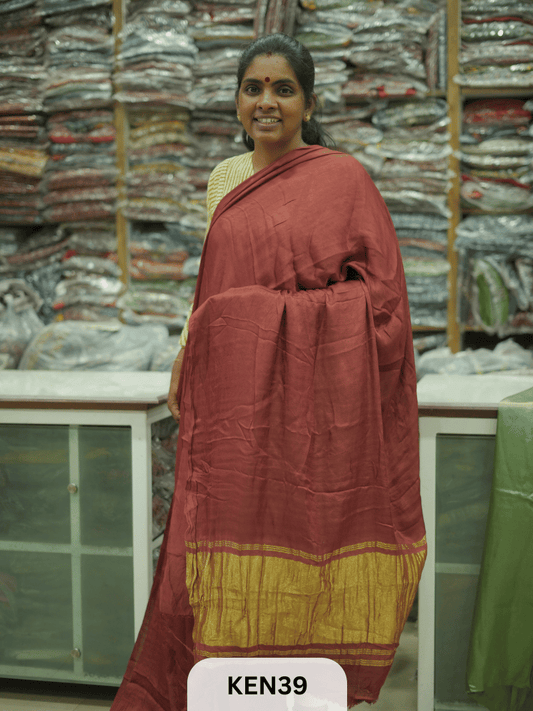 PLAIN MODAL SILK SAREE WITH LAGDI PATTA