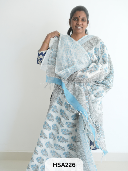LENIN COTTON HANDBLOCK PRINTED SAREE