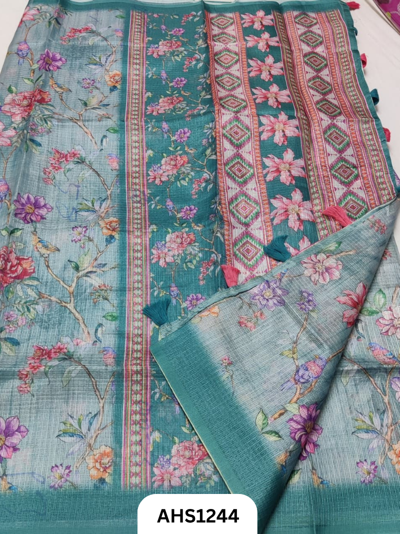 Soft Silk Kota Digital Print Saree With Blouse