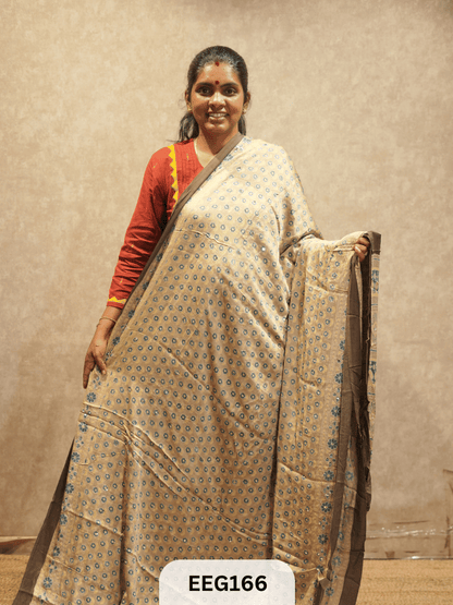 AJRAKH MODAL SAREE WITH MIRROR