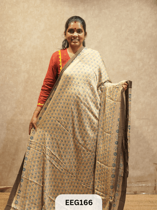 AJRAKH MODAL SAREE WITH MIRROR