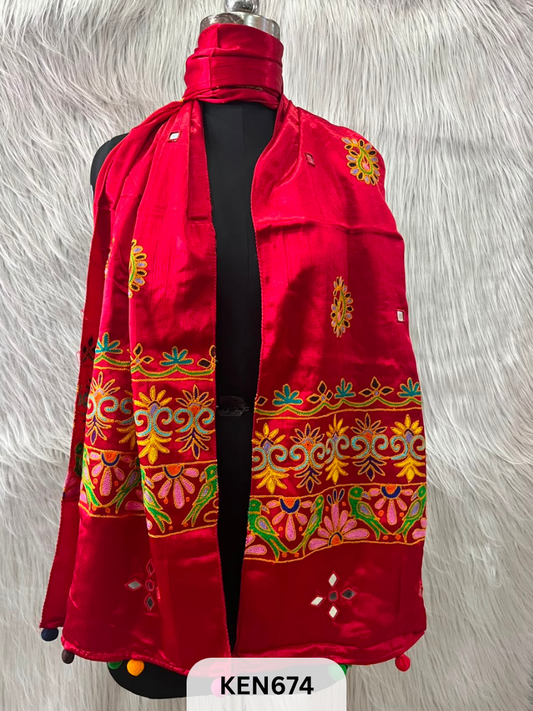 MUSHRU HAND AARI WORK WITH MIRROR WORK STOLE
