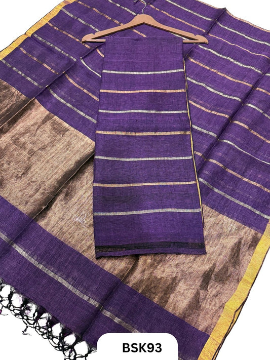 Pure Jayashree Premium Linen Salwar Suit 2pc  Tissue Pallu and Stripe Weaving