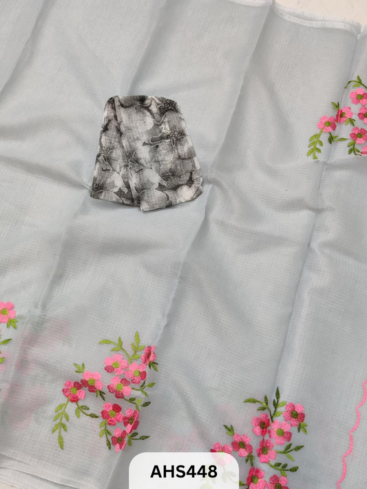 COTTON KOTA BUTTA EMBROIDERY WORK SAREE WITH BLOUSE
