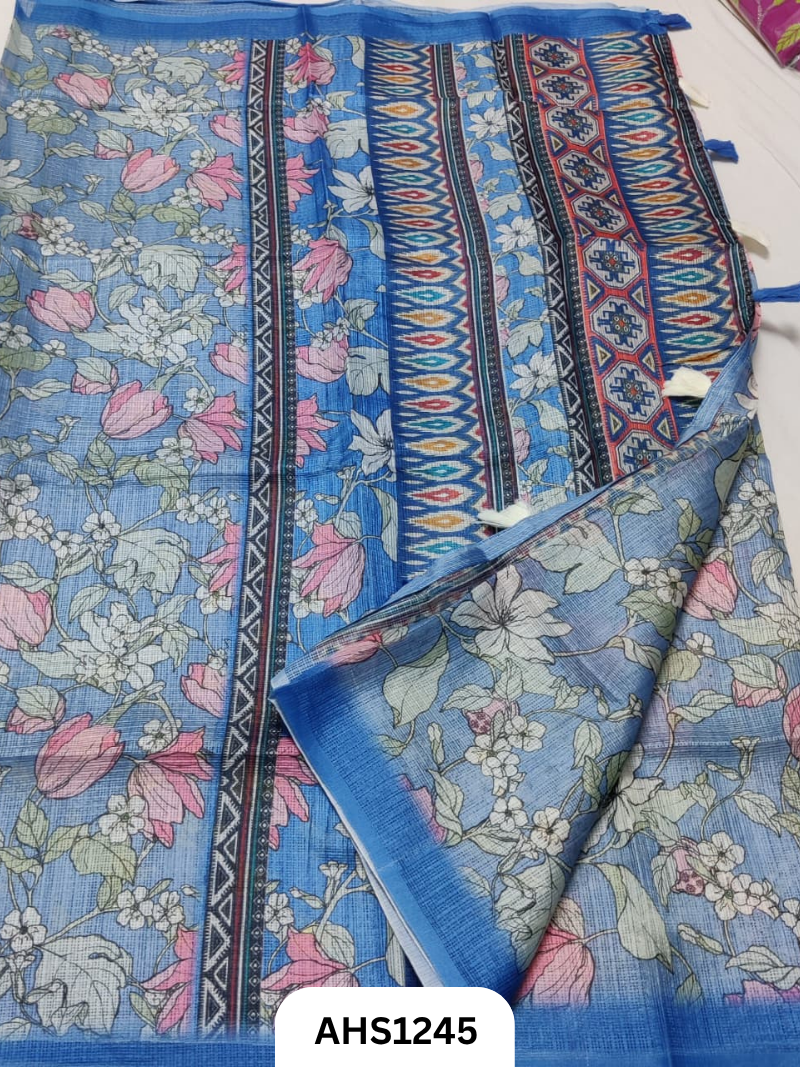 Soft Silk Kota Digital Print Saree With Blouse