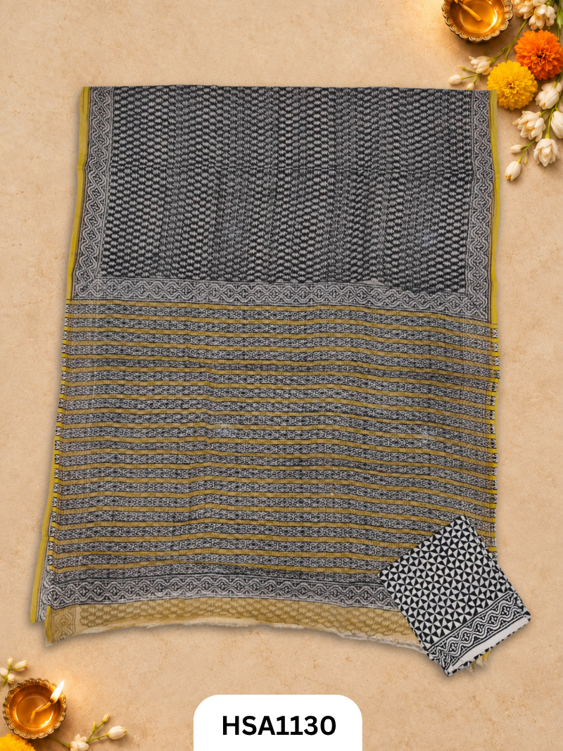 Hand Block Printed Traditional Designs & Multi Colour Combinations Kota Doria Sarees