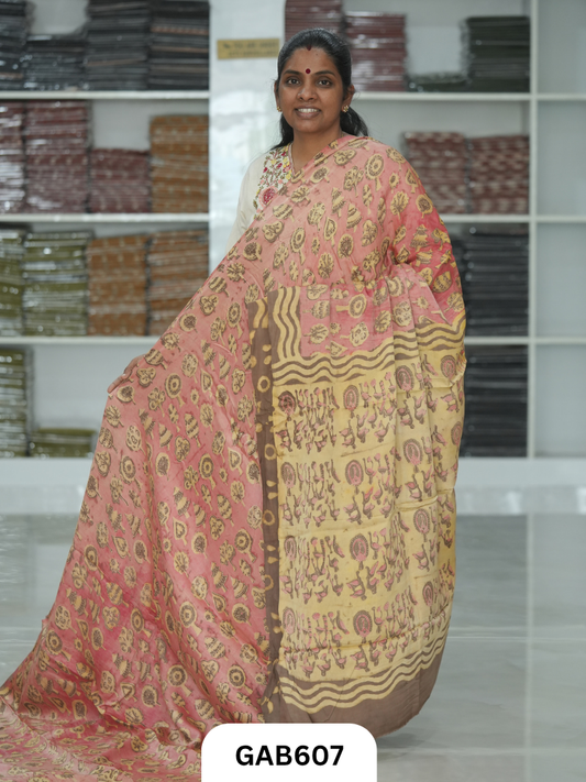 Nashpal & Pomegranate Peel Printed Modal Silk Sarees with blouse