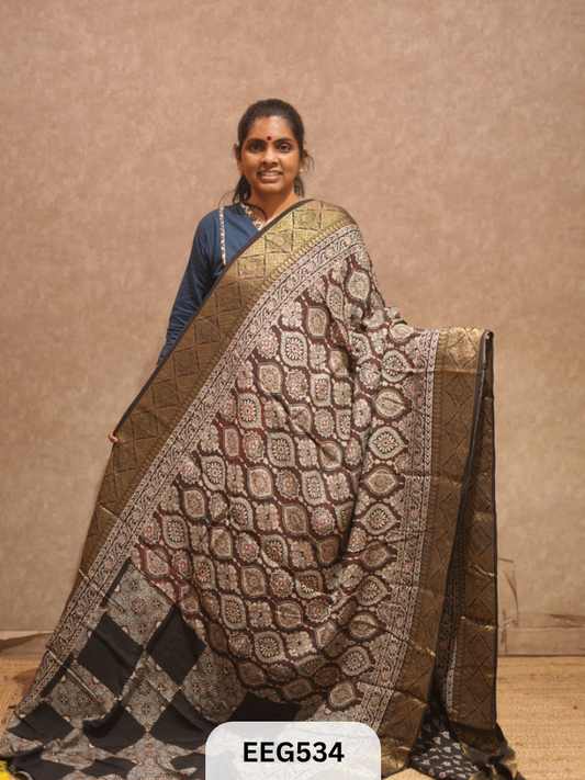 AJRAKH DOLA SILK SAREE