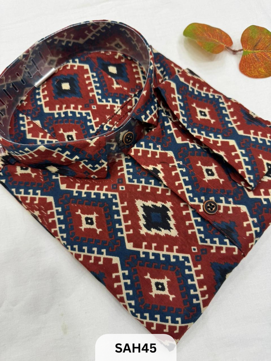 PRINTED MENS FULL SLEEVES SHIRTS WITH SINGLE POCKET