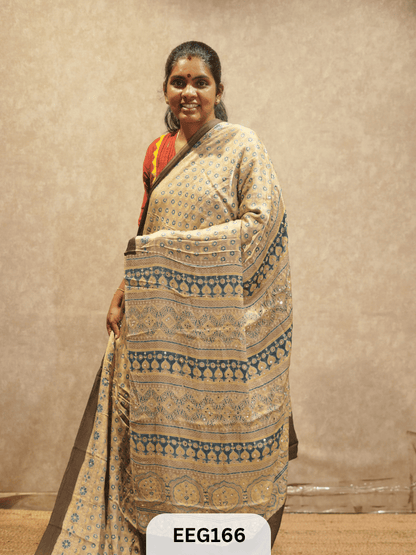 AJRAKH MODAL SAREE WITH MIRROR