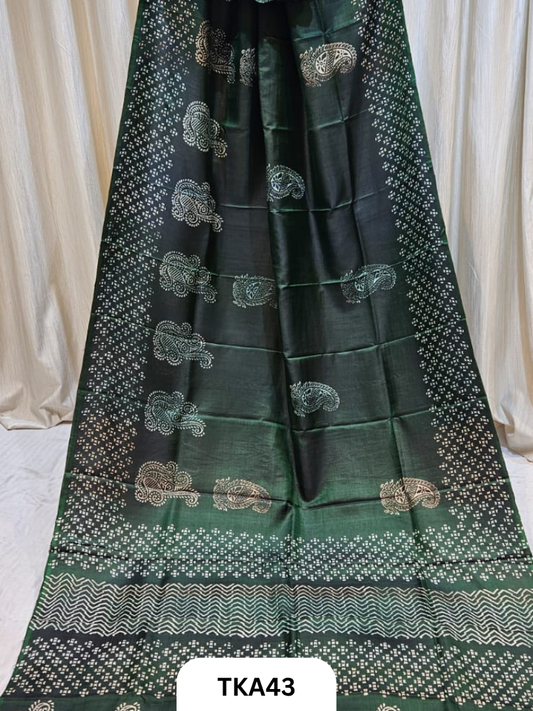 Pure Bishnupuri Silk Dual Shade Handblock