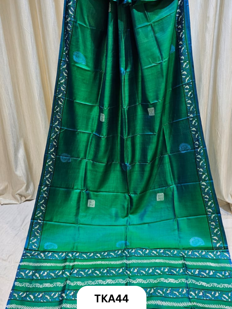 Pure Bishnupuri Silk Dual Shade Handblock