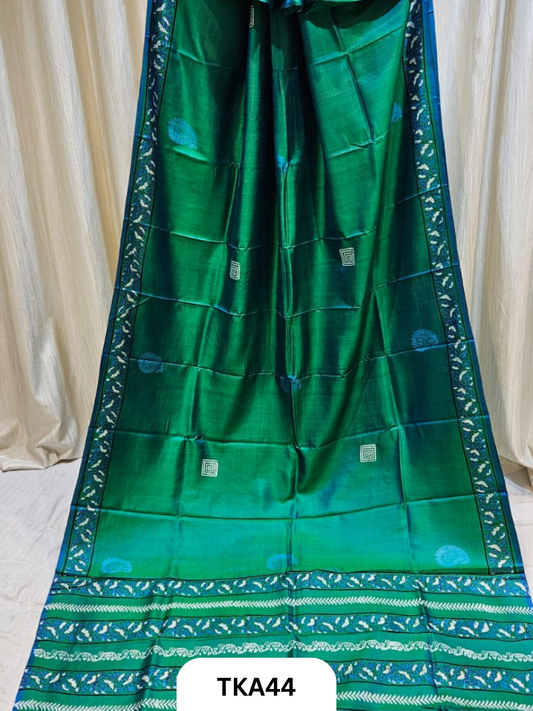Pure Bishnupuri Silk Dual Shade Handblock