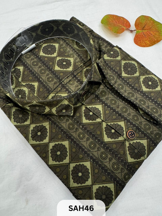 PRINTED MENS FULL SLEEVES SHIRTS WITH SINGLE POCKET