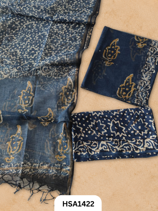 Hand block printed kota doriya suit top &duppta 2.5 meter