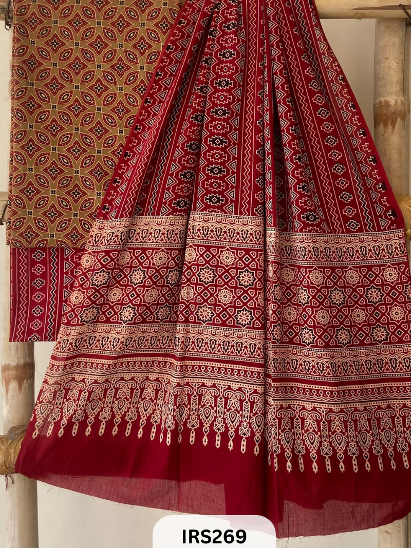PURE COTTON FABRIC WITH AJRAKH PRINT DESIGNER SALWAR SUIT WPRIITH AJRAKH NT BOTTOM