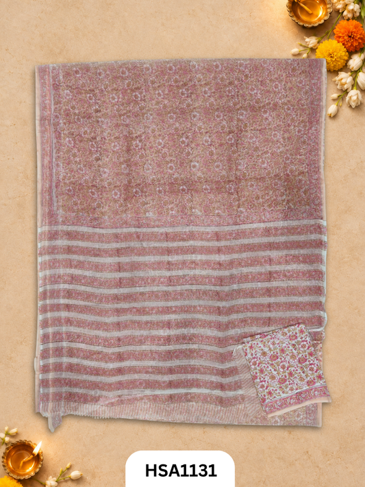 Hand Block Printed Traditional Designs & Multi Colour Combinations Kota Doria Sarees