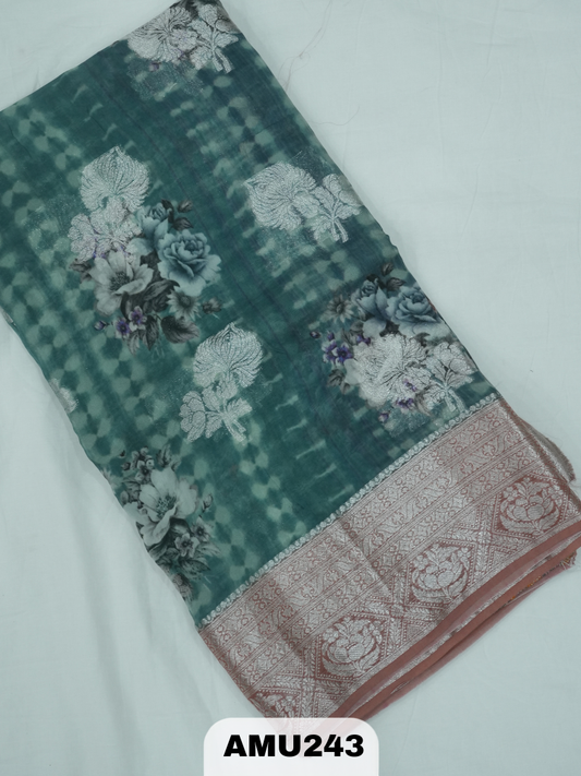 BANARAS RUSSIAN SILK SAREE WITH PRINTED