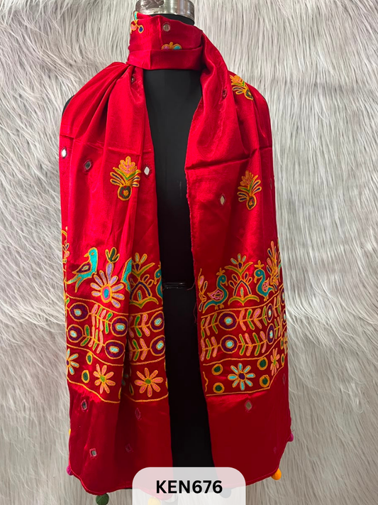MUSHRU HAND AARI WORK WITH MIRROR WORK STOLE