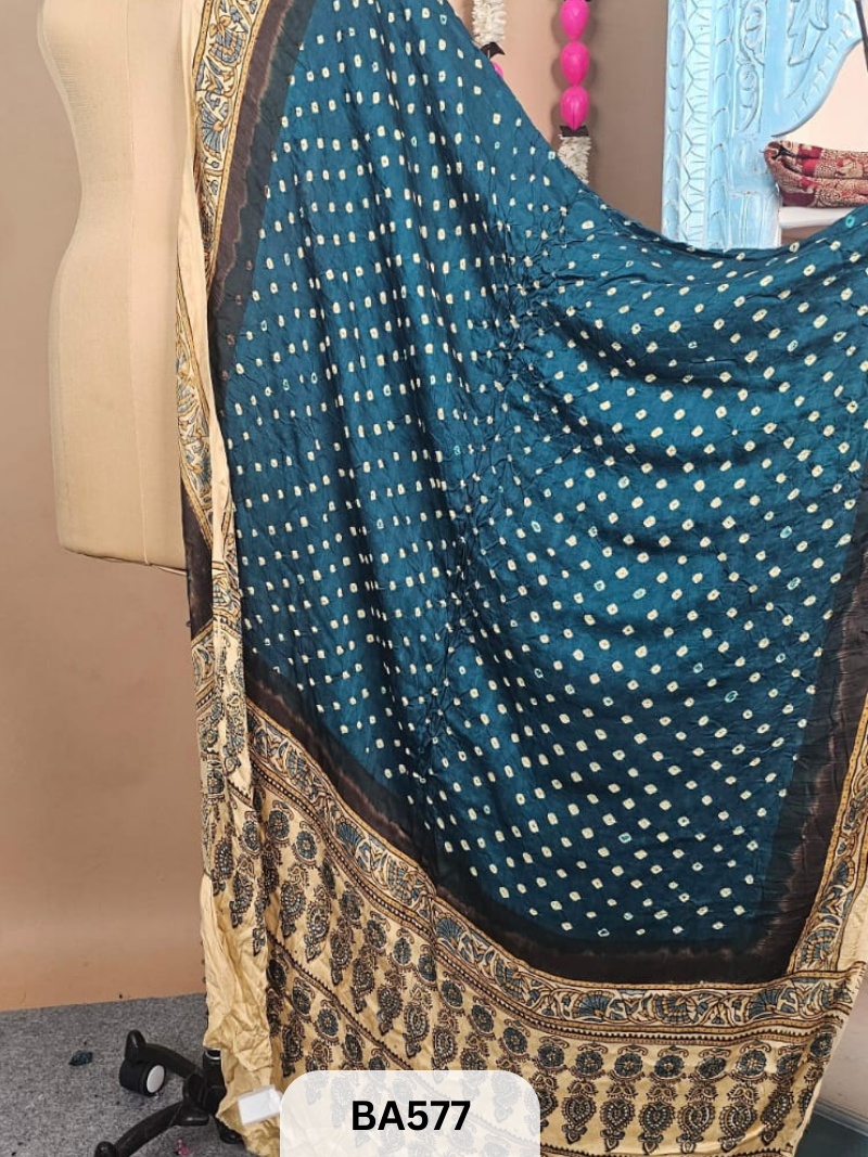 Modal Bandhani Dupatta + Ajrakh Print