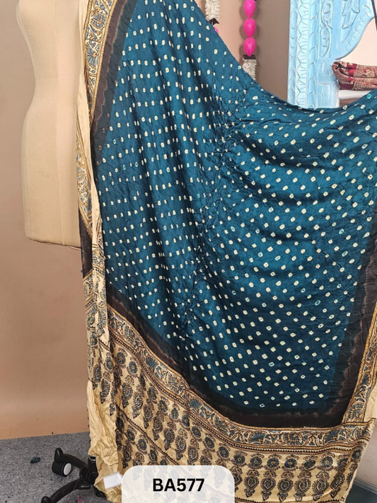 Modal Bandhani Dupatta + Ajrakh Print